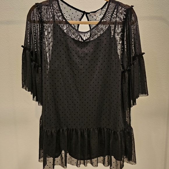 Black Swiss Dot Blouse - Picture 2 of 7